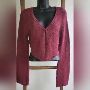 LOUCIA  Elegant Burgundy Knit Sweater